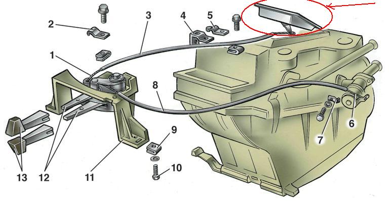 трос заслонки печки ваз 2106
